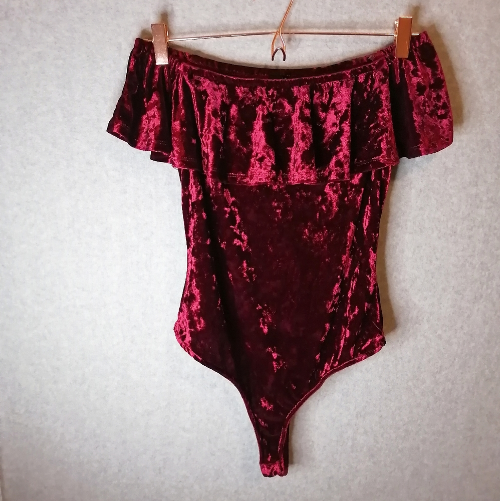 Iris Red Velvet Body Suit